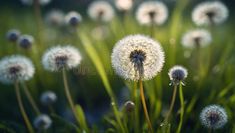 Sunset Whisper of Dandelions - AI generated stock photos Dandelion Seed, Golden Lights, Dandelion, Seeds, Stock Photos