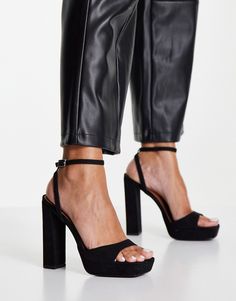 Heels by ASOS DESIGN Love your heels, where did you get them? Adjustable strap Pin-buckle fastening Open toe Platform sole High block heel Wedding Heels, Black Platform, Heeled Loafers, Block Heels Sandal, Heeled Sandals, Workwear Dress, Tops For Leggings, Platform Heels, Sneakers For Sale