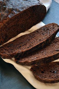 slices of chocolate bread sitting on top of a paper towel