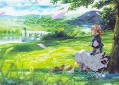 #Sitting under the tree Violet Evergarden Landscape, Violet Evergarden Wallpaper Desktop, Violet Evergarden Poster, Anime Desktop