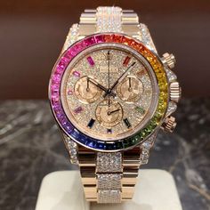 Rolex Daytona Rainbow, Rolex Diamond, Rolex Watches Women, Omega Seamaster Planet Ocean, Speedmaster Professional, Watches Rolex, Expensive Jewelry Luxury, Rolex Watches For Men, Tudor Black Bay