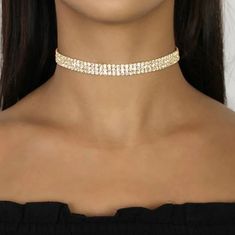 Gold Rhinestone Dimond Choker Necklace Make An Offer Or Bundle For Huge Discounts Trendy Formal Jewelry With Rhinestones, Trendy Rhinestone Jewelry For Formal Occasions, Trendy Gold Rhinestone Necklace For Party, Trendy Gold Rhinestone Necklace With Bling, Adjustable Trendy Rhinestone Necklace, Adjustable Rhinestone Necklace In Cubic Zirconia, Trendy Adjustable Rhinestone Necklace, Sparkling Gold Choker Jewelry, Gold Rhinestone Bling Necklace