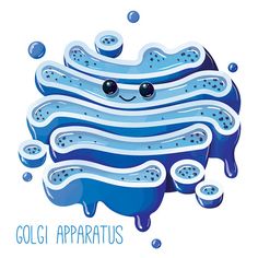 a blue and white cartoon character with the words goli appratus