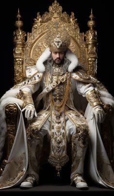 a man sitting on top of a golden throne