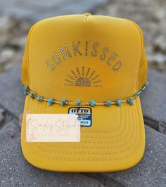 Sparkle all day at the pool or beach this summer!  This gold/yellow hat is sure to show off your gorgeous tan!  Hat chain comes with hat and is removable and can be used on other hats!  Join my VIP Facebook group:  https://m.facebook.com/groups/647373030278085/?ref=share&mibextid=NSMWBT Website: shopsimply-styled.com THESE CAN TAKE UP TO 2 WEEKS TO SHIP UNLESS I HAVE SOME MADE UP AND READY TO GO **IF YOU PREFER A DIFFERENT HAT COLOR JUST REACH OUT TO ME Summer Trucker Hat, Hat Chain, Tan Hat, Different Hats, Yellow Hat, Pool Day, Your Gorgeous, Hat Summer, Pool Days