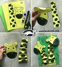 step by step instructions on how to make a paper giraffe craft for kids