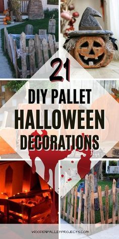 halloween decorations that are easy to make with pallet wood and pumpkins for decoration