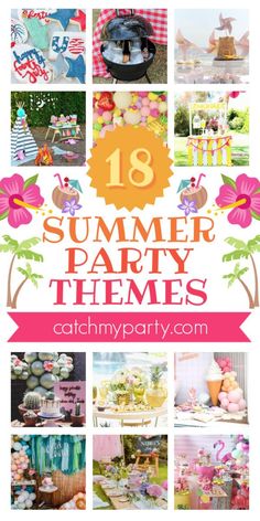 Summer Theme Party Ideas For Adults, Cookout Theme, Adult Summer Party, Summer Birthday Themes, Whimsical Words, Adult Birthday Party Themes, Pool Party Adults, Bbq Theme