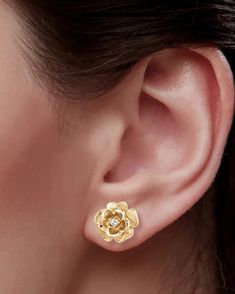 Introducing our exquisite 14K Diamond Layered Flower Post Earrings, where elegance meets botanical charm in a captivating design. Crafted with meticulous attention to detail, these stunning earrings feature a layered flower motif adorned with shimmering diamonds and intricate textures for a timeless and enchanting look. ✪ DETAILS * Offered in 10K, 14K, 18K Gold and Sterling Silver(Stamped for Purity Authenticity) * Genuine conflict-free diamonds * Primary Stone Size:2 mm * Diamond Color-Clarity: Elegant Yellow Gold Birth Flower Earrings, Formal Gold Flower Earrings With Rose Design, 14k Rose Gold Flower Earrings, Rose Gold Flower Earrings In 14k Gold, Elegant Yellow Gold Jewelry With Rose Design, Rose Gold 14k Flower Earrings For Anniversary, Rose Gold 14k Flower Earrings For Wedding, Delicate Rose Gold Flower Earrings For Anniversary, Elegant Gold Earrings With Birth Flower