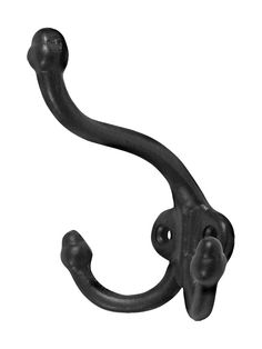 a black metal hook on a white background