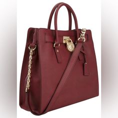 Hamilton North South Large Convertible Satchel Claret Wine Burgandy Maroon Merlot Saffiano Leather Tote. Used Stock Photos Until I Can Get Pictures Tonight At Home. Normal Wear And Tear. Beautiful Fall Wine/Burgundy Color. Get Compliments Every Time I Use It!! Autumn Wine, North South, Work Outfits Women, Burgundy Color, Merlot, Work Outfits, Red Purple, Michael Kors Bag, Womens Tote Bags