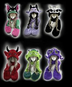 Dark Cartoon, Gothic Winter, Hat With Scarf, Goat Horns, Plush Hat, Steampunk Fashion Male, Black And White Scarf, Pink Fox, Red Devil