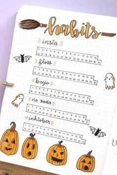 October Goals Bullet Journal, Autumn Bullet Journal Ideas, Halloween Themed Bullet Journal, Bujo Autumn Theme, October Bullet Journal Habit Tracker, October Habit Tracker Bullet Journal, October Journal Spread, October Bujo Spreads, Bullet Journal Fall Theme