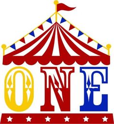 a circus tent with the word no e on it's front and bottom corner