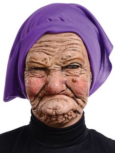 Sour Faced Granny Latex Mask Adult Women'S Costume Accessory Halloween Party #MarioChiodo #Mask #Halloween Granny Costume, Grandma Costume, Old Lady Humor, Halloween Costume Mask, Face Wrinkles, Purple Scarves, Halloween Costume Accessories, Halloween Mask, Full Face Mask