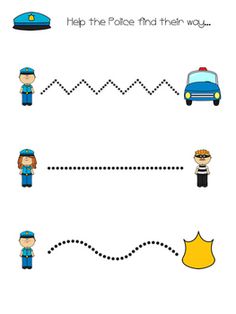 a police officer worksheet for kids to learn how to write and draw lines