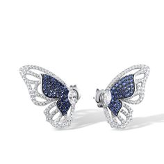 Material: 925 Sterling Silver, Platinum Plated, Cubic ZirconiaSize: 2.8cm by 1.6cmWeight: 5.7g per pairDesign: Handmade Silver and Crystals Butterfly Stud EarringsColor: White, Blue, SilverPart of Locarno Earrings and Ring Set Butterfly-shaped Jewelry With Matching Earrings For Anniversary, Butterfly Shaped Jewelry With Matching Earrings For Anniversary, Elegant Sterling Silver Butterfly Jewelry, Elegant Pierced Butterfly Jewelry, Elegant Butterfly Earrings For Formal Occasions, Butterfly-shaped Wedding Jewelry With Matching Earrings, Butterfly-shaped Cubic Zirconia Earrings For Formal Occasions, Butterfly Cubic Zirconia Earrings For Formal Occasions, Butterfly Cubic Zirconia Earrings For Formal Events