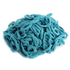 a pile of blue rope on top of a white surface