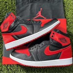 Jordan 1 Retro High Og Satin Bred Women’s Black Red White Fd4810-061 Size 10.5 W Red And Black Jordan 1 Shoes, Nike Jordan Red, Nike Air Jordan 8, Shoes Jordan 1, Jordan 1 Low White, Black Athletic Shoes, Red Jordans, Black Jordans, Pretty Shoes Sneakers