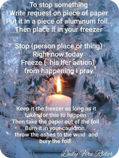 a candle is lit in front of some frosted trees with the words written on it