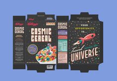 the packaging design for cosmic cereal