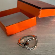 Authentic Hermes Silver Tone Scarf Ring! Beautiful And Shiny! Excellent Condition With Very Minor Sigh Of Wear! Please Check The Video And Pictures! Hermes Accessories, Scarf Rings, Metallic Silver, Silver Tone, Women Accessories, Silver, Color