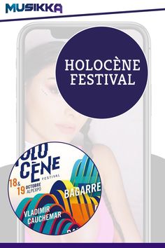 an advertisement for the holocene festival with a woman's face painted on it