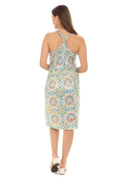 Take on the day in the breezy fashion of this easygoing sleeveless dress flaunting a lively Abstract print. Size S: 38'' long from high point of shoulder to hem 95% polyester / 5% spandex Machine wash Spring Vacation Multicolor Print Sleeveless Dress, Multicolor Print Sleeveless Dress For Spring Vacation, Spring Vacation Sleeveless Dress With Multicolor Print, Sleeveless Multicolor Print Vacation Dresses, Sleeveless Multicolor Print Dress For Vacation, Sleeveless Midi Dress With Vibrant Print For Vacation, Summer Multicolor Printed Midi Dress, Multicolor Print Sleeveless Dress For Beach And Spring, Multicolor Print Sleeveless Summer Vacation Dress