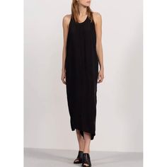 Nwt Humanoid Salomon Cupro Dress Size S $250 Breezy And Light- Perfect For Summer! 19” Armpit To Armpit, 49” Length. * Fabrics : Cupro Twill * Details : Loose Cut, Asymmetrical Cut, Round Neck, Sleeveless, To Put On, Fluid, Racer Back, Soft, Silky, Midi Length * Size Of Photographed Item: Size S Length : 106 Cm * Composition : 50% Cupro, 50% Viscose * Made In : Romania Chic Black Rayon Maxi Dress, Black Longline Daywear Dress, Black Longline Dress For Daywear, Casual Evening Maxi Dress In Viscose, Casual Viscose Maxi Dress For Evening, Chic Black Rayon Dress, Black Rayon Maxi Dress For Evening, Chic Rayon Maxi Dress For Night Out, Black Sleeveless Rayon Midi Dress