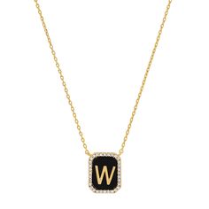 Your favorite initial, on a chain, set in onyx, accented with gorgeous cubic zirconias. Elegant, enticing, and borderline imperial, this piece will give you a sophistication that a hundred years ago could only be bought if you were a mob boss's side-piece. Gold plated bass, onyx, CZ 16 inch chain, adjustable to 18 inches TN-3367-1 (All letters available) Elegant Black Necklace For Personalized Gift, Black Pendant Necklace For Personalized Gift, Personalized Black Pendant Necklace, Elegant Black Monogram Jewelry, Black Initial Pendant Jewelry For Gift, Black Personalized Initial Pendant Jewelry, Personalized Black Initial Pendant Jewelry, Elegant Black Personalized Necklace, Monogram Pendant Necklace