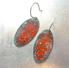 Red Galaxy Enamel Earrings Torch Fired Enamel Jewelry, Red Galaxy, Bubble Texture, Copper Sheets, Enameled Copper, Enamels, Enamel Earrings, Enamel Jewelry, Copper Earrings