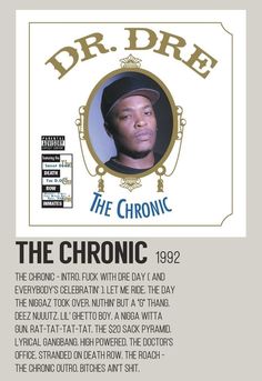 the chronic flyer for dr dre's album, with an image of him