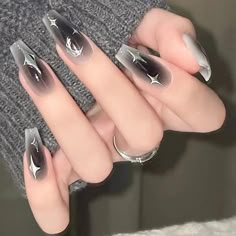 Korean nail design, douyin nails, douyin nail design, jelly nails, acrylic nail design, press on nails, halloween nails, halloween nail design Paznokcie Hello Kitty, Unghie Sfumate, Goth Nails, Grunge Nails, Blush Nails, Pretty Gel Nails, Nail Swag, Star Nails, Silver Nails