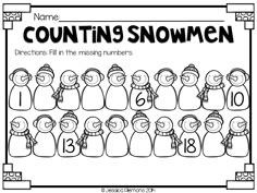 counting snowmen worksheet with numbers to 10