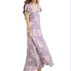 Gorgeous New Charlotte Wrap Maxi Dress By Morning Lavendar In Lavendar Floral Color. 100% Polyester, Lined. Hand Wash Cold Or Dry Clean. Approx 39" Bust, 58" Length, Adjustable Waist (Wrap Style). Medium Womans Use Code: Peruvianjewel When Signing Up For A Poshmark Account To Receive $10 Off Your First Purchase From Poshmark In Any Closet! Kg. #2 Rack Side Lavender V-neck Maxi Dress For Spring, Summer Lavender Fitted Maxi Dress, Fitted Lavender Maxi Dress For Summer, Lavender Maxi Dress For Garden Party, Lavender Maxi Dress With Floral Print, Lavender Floral Print Maxi Dress, Lavender Flowy Maxi Dress For Spring, Lavender Floral Print Maxi Dress For Garden Party, Flowy Lavender Maxi Dress With Floral Print