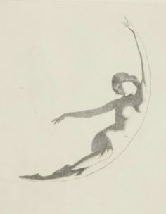 a black and white drawing of a woman on a surfboard in the air with her arms outstretched