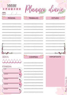 a pink planner with flowers on it and the words planner dais written in spanish