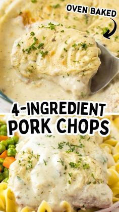 two pictures showing different types of food with the words, 4 ingredient pork chops