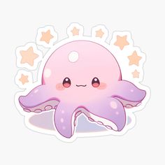 an octopus sticker with stars in the background