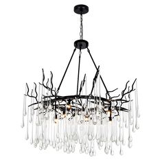 CWI Lighting Anita 43" 12 Light Down Chandelier Branch Sculpture, 12 Light Chandelier, Wagon Wheel Chandelier, Black Tree, Contemporary Chandelier, Drum Chandelier, Chandelier For Sale, Black Chandelier, Chandelier Ceiling Lights