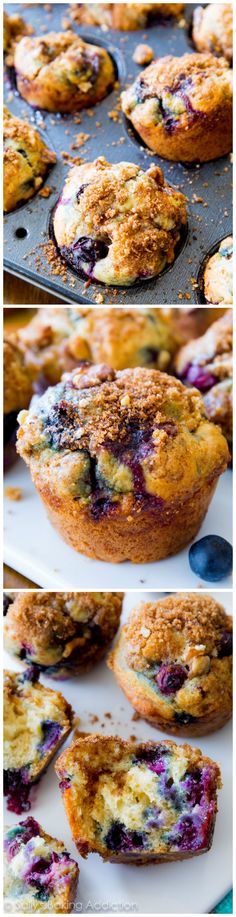 blueberry muffins are ready to be baked in the oven, and then eaten