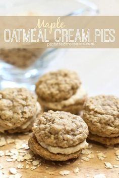 maple oatmeal cream pies on a cutting board