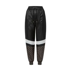 LOUIS VUITTON® - Sporty Color-blocked Jogging Pants - Black Jogging Pants Black, Louis Vuitton Gifts, Spring Sandals, Stole Scarf, Leather Denim, Jogging Pants, Knitwear Tops, Denim Coat, Spring Shoes