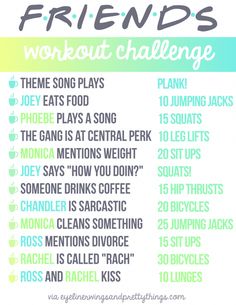 a poster with the words friends workout challenge written in different colors and font on it