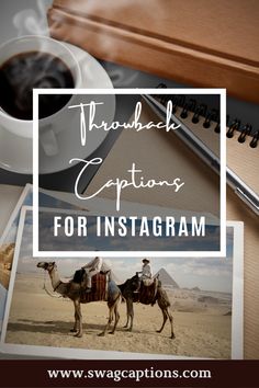 coffee and photos with the words, thank captions for instagramm on them