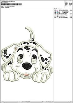 a machine embroidery design of a dalmatian dog