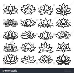 lotus flower icon set in black and white stock photo edit now rh shutterstocker com