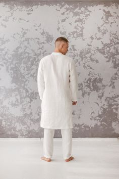 White wedding shirt men, beach wedding kaftan tunic, white linen robe men, long shirt for men, natural fabric tunic shirt, Moroccan shirt Can be ordered in any of 24 linen colors - see the last photo. Colors No. 4, 19, 20, 24 are more lightweight. ... Gorgeous eco-friendly loose and at the same time stylish kaftan shirt made of high quality softened Baltic pure linen. Perfect choice for a hot weather, holidays, wedding party, any other special occasion or as loungewear. Listing includes ONLY kaf White Long Sleeve Kaftan With Relaxed Fit, Relaxed Fit Long Sleeve Linen Kurta, White Linen Kurta Men, White Long Thobe For Beach, White Long Sleeve Relaxed Fit Kaftan, White Tunic Kaftan For Beach Cover-up, Men Beach Wedding, White Long Sleeve Kaftan For Beach Cover-up, Ceremonial White Floor-length Kaftan