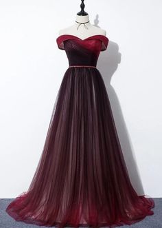 Prom Dress Tulle, Red Gradient, A Line Evening Dress, Tulle Evening Dress, Make Your Own Dress, Dress Tulle, Wedding Party Dress, Dress A Line, فستان سهرة