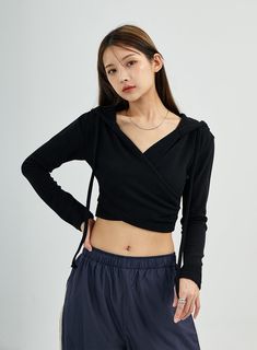 Model Size Height : 169cm / Top : S / Bottom : S(26 inch) Product Detail Style : Street Occasion : Festival Detail : Hood, Wrap Material : Polyester, Spandex, Rayon Sleeve : Long sleeve Neck : Hood Length : Crop Fit : Slim fit Polyester63 Rayon30 Spandex7 .prddescription table, .prddescription td, .prddescription th { border : 1px solid black; border-collapse : collapse; padding: 10px; } Size(Inch) Size Shoulder Bust Sleeve Length Armhole Sleeve Width Sleeve Hem Hem Total Length S 16.5" 14.8" 22 Black Stretch Hoodie For Workout, Casual High Stretch Hooded Tops, Black Sportswear Top With Drawstring Hood, Stretch Workout Top With Drawstring Hood, Fitted Black Moisture-wicking Hoodie, Black Workout Tops With Drawstring Hood, Black Stretch Top With Drawstring Hood, Black Athleisure Top With Drawstring Hood, White Beige